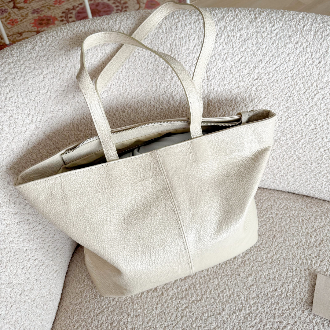 BUITENBEENTJE KAPOTTE RITS | Leder Shopper Diede | Ecru