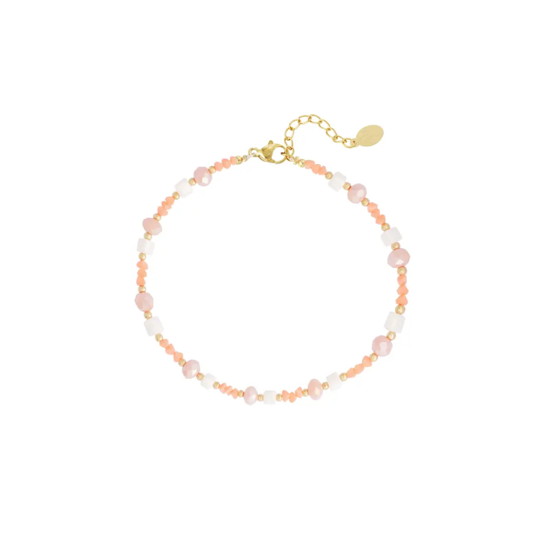 Enkelbandje Beads Peach | Goud