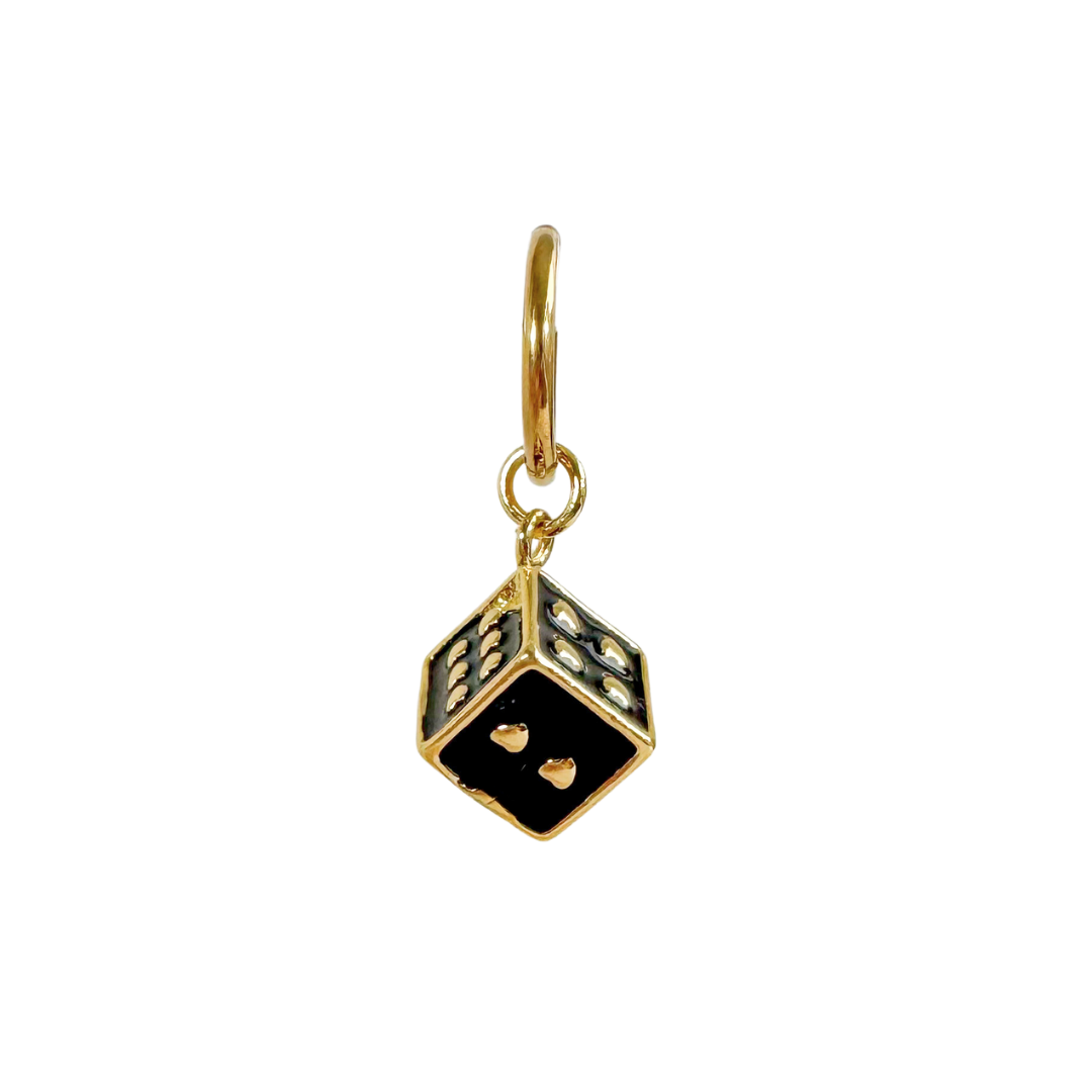 Single Earring Dice Black