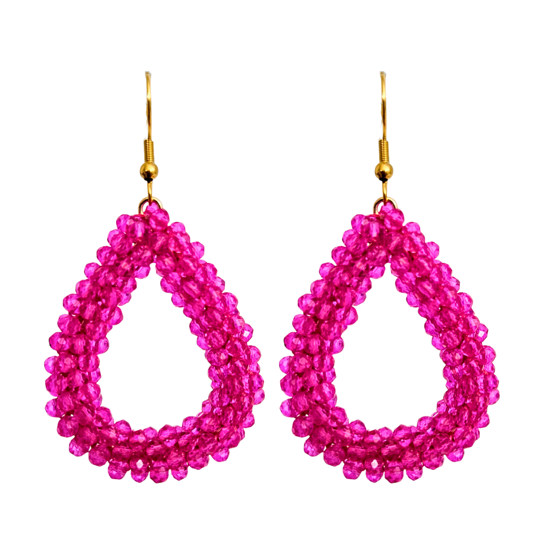 Earrings Drop Facet | Fuchsia