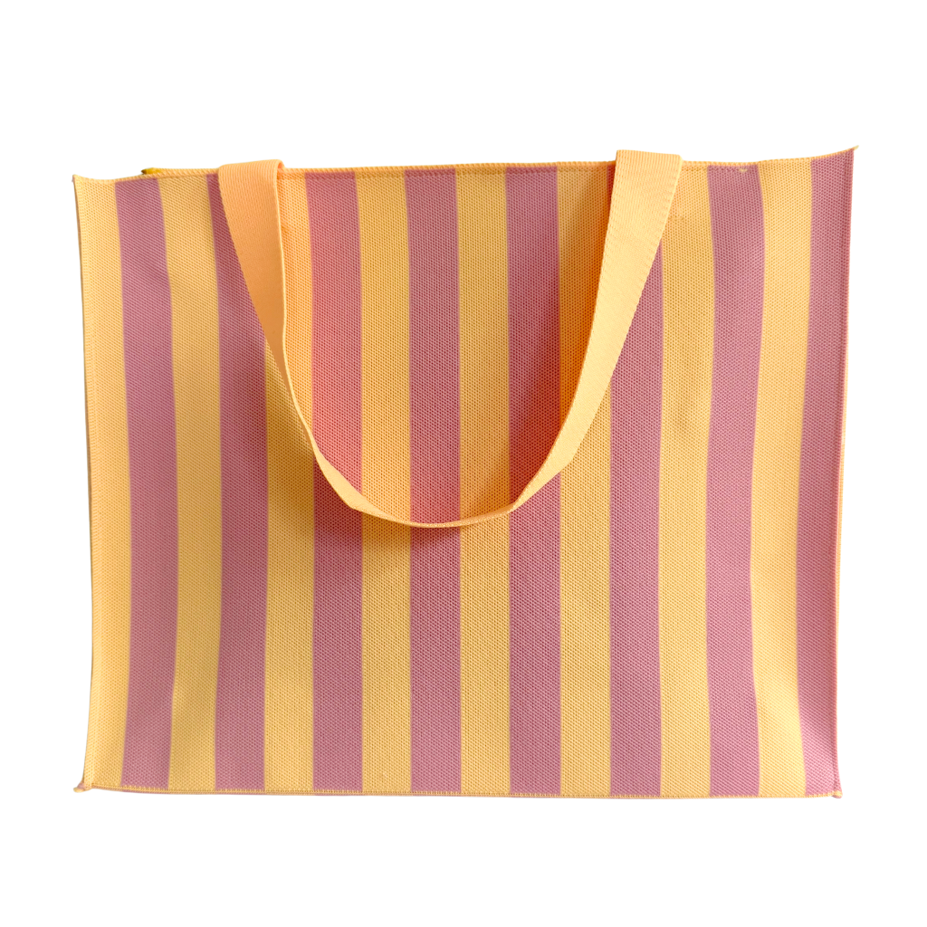 Shopper Lara | Strepen Vanille - Roze