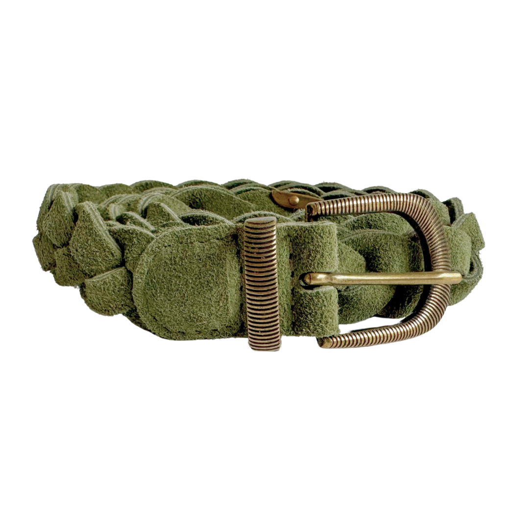 Belt Suede Braided | Olive Green