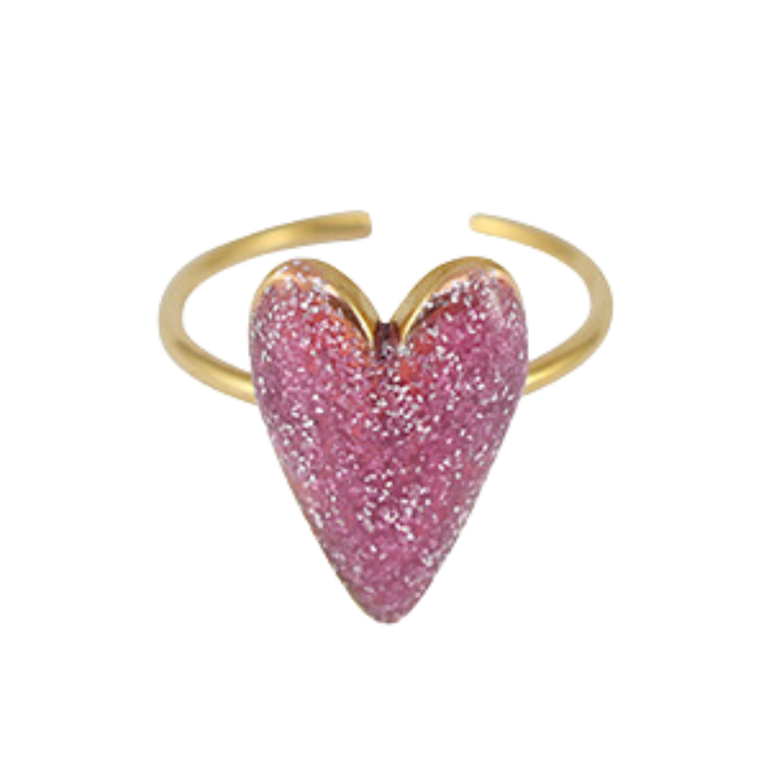 Ring Hart | Glitter Roze Goud