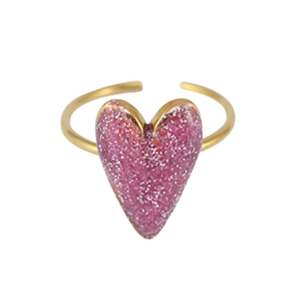 Ring Herz | Glitzer Roségold