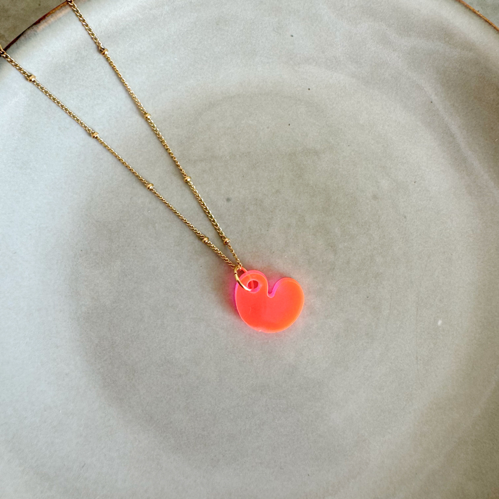 Ketting Lume Charms | Pompeblêdsje Neon Pink Goud