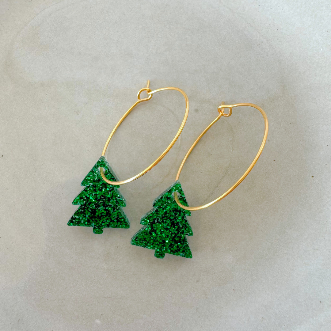 Oorbellen Hoops Lume Charms Festive | Christmas Tree - Green
