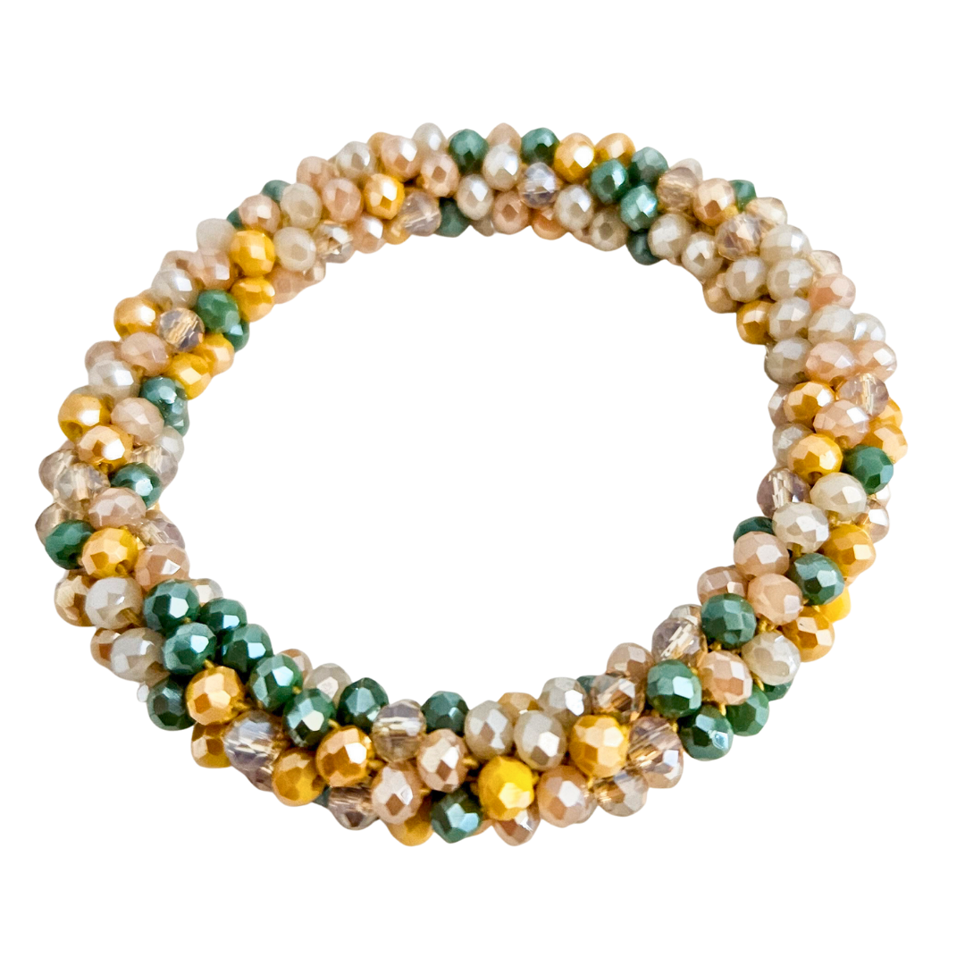 Roll On Facet Bracelet | Green-Beige