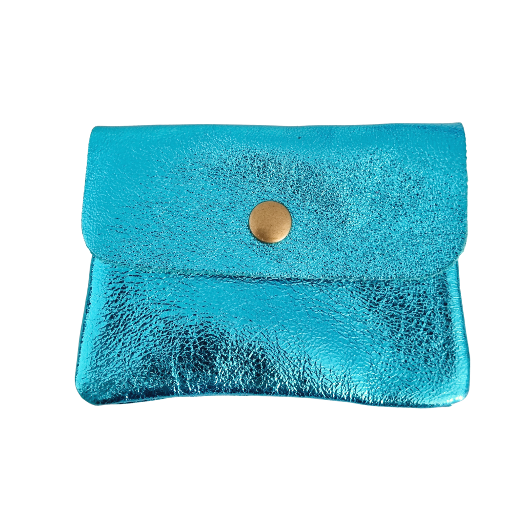 Ledergeldbörse | Türkis Metallic
