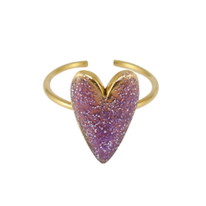 Ring Hart | Glitter Paars Goud