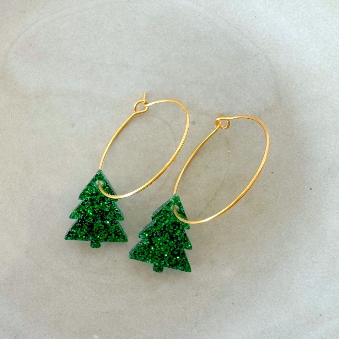 Oorbellen Hoops Lume Charms Festive | Christmas Tree - Green
