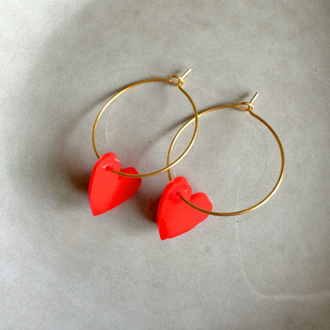 Earrings Creoles Bright Pink | Gold