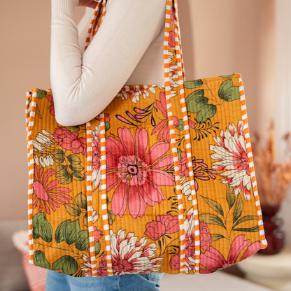 Tote Bag Veerle | Flowers Oker