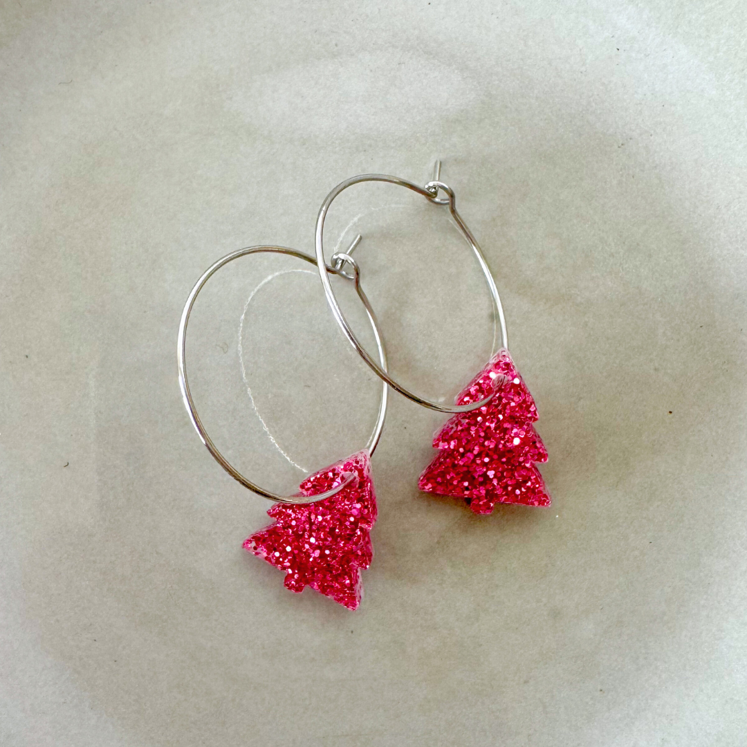 Oorbellen Hoops Lume Charms Festive | Christmas Tree - Magenta