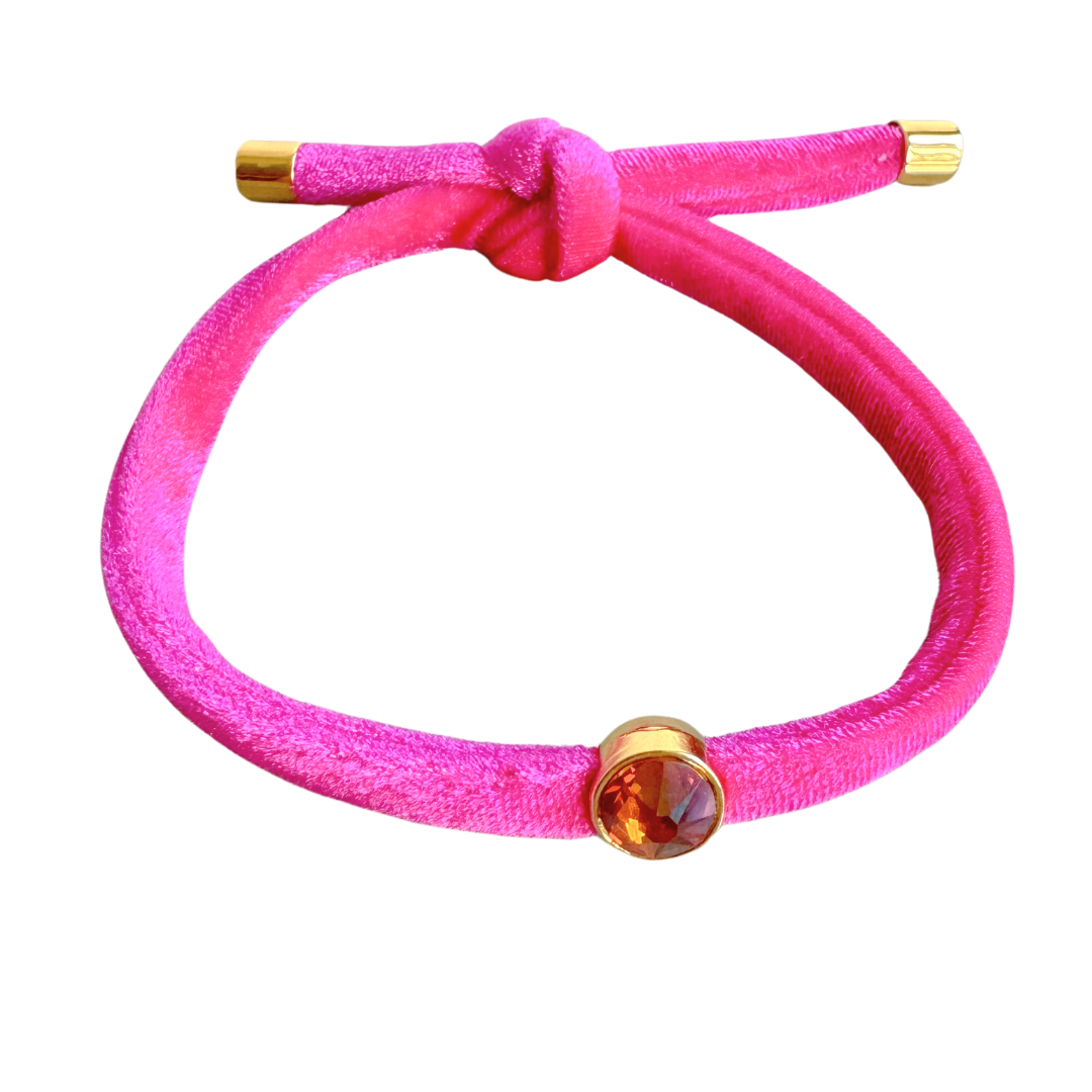 Velvet Armbandje | Magenta - Cognac