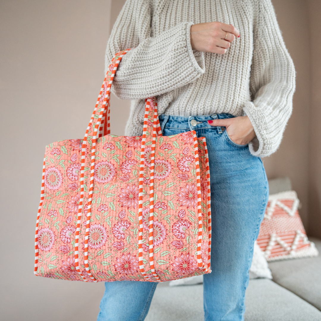 Tote Bag Veerle | Flowers Peach