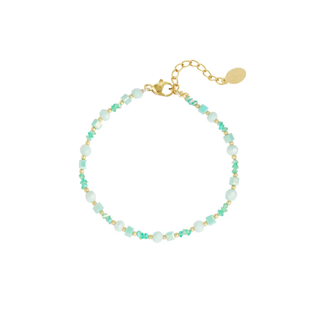 Enkelbandje Beads Turquoise | Goud
