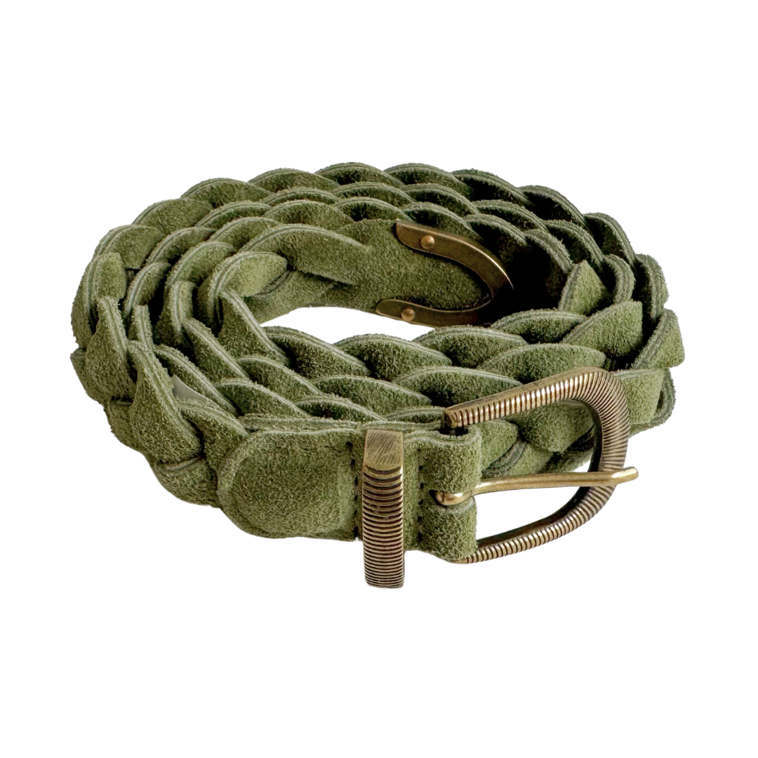 Belt Suede Braided | Olive Green