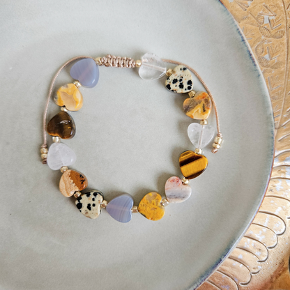 Armband Natuursteen Hartjes | Mix Naturel