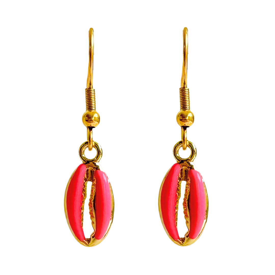 Oorbellen Shells Fuchsia  | Goud