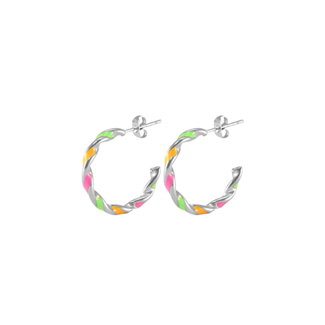 Oorbellen Twister Neon Colors Zilver