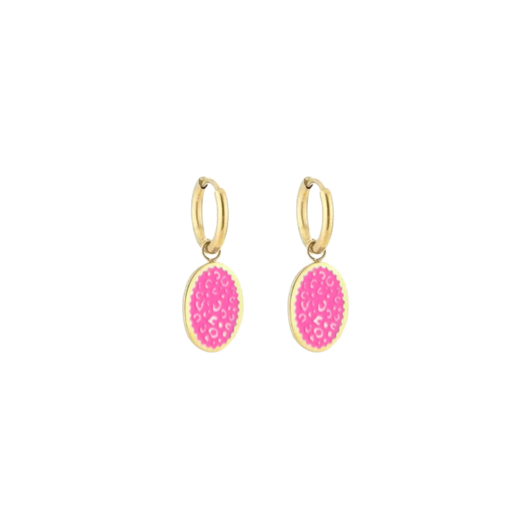 Oorbellen Panterprint | Fuchsia Roze