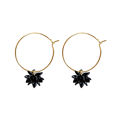 Oorbellen Zirkonia Flower | Black