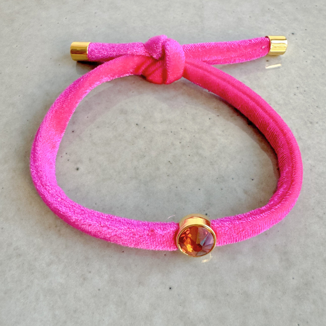 Velvet Armbandje | Magenta - Cognac