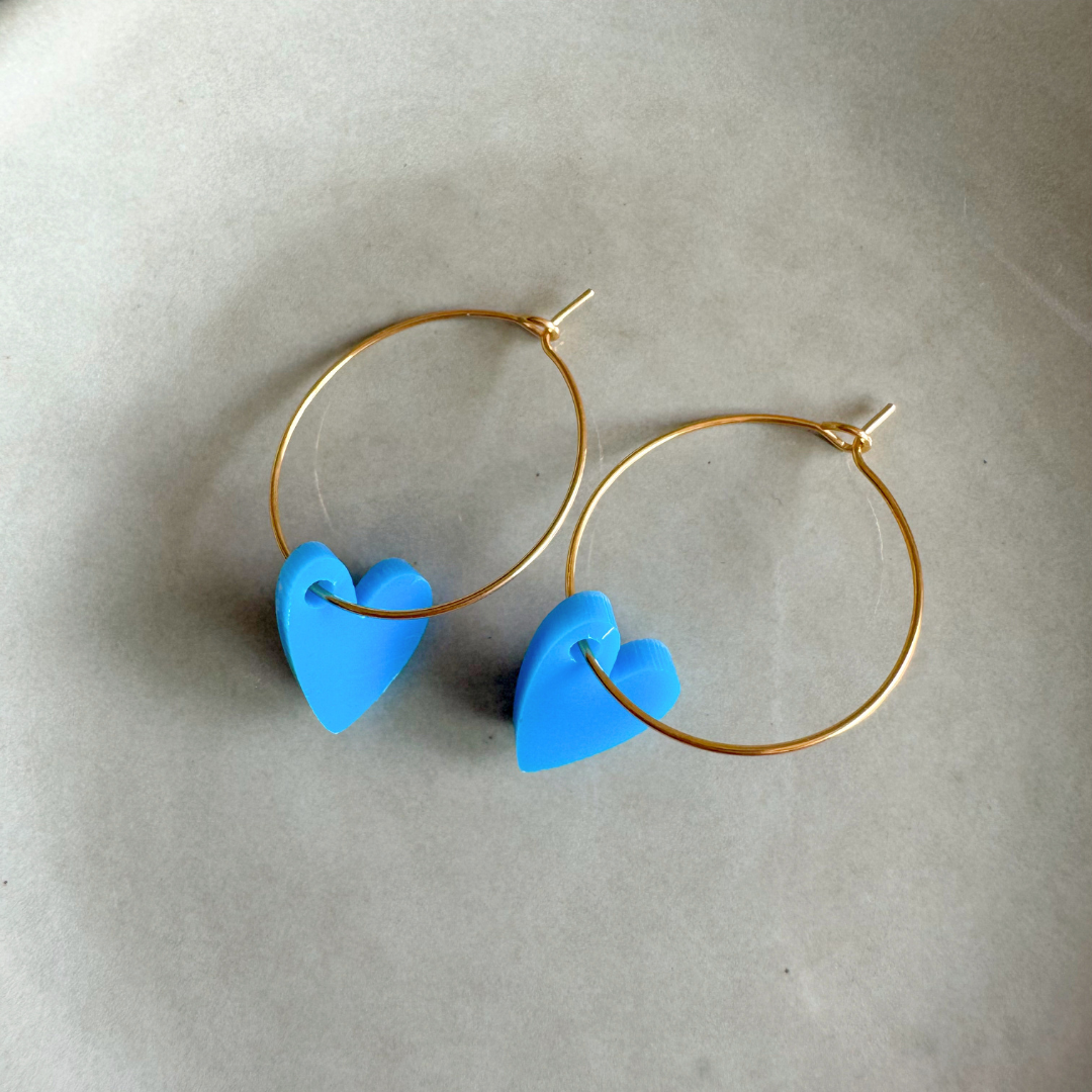 Earrings Creoles Bright Pink | Gold