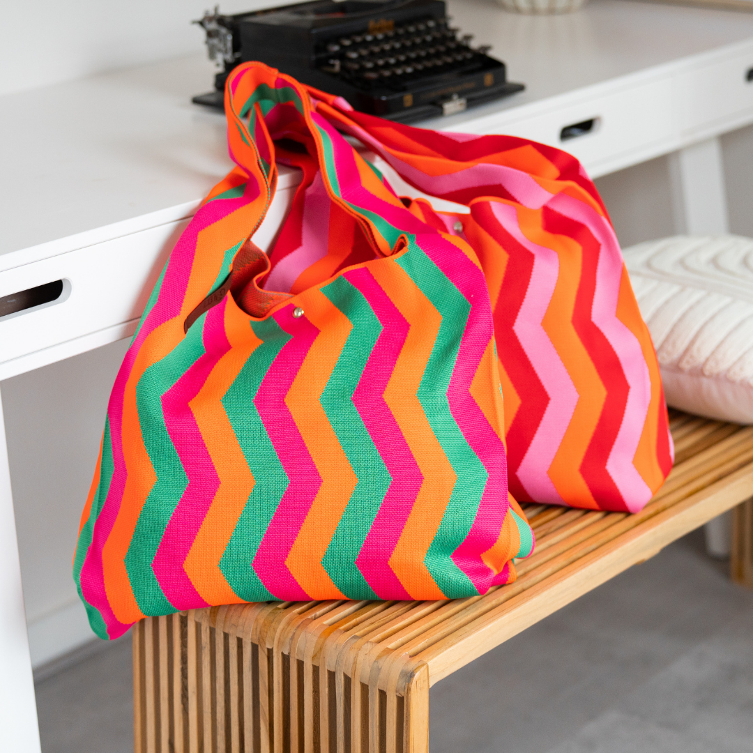 Tas Loïs | Zig Zag Fuchsia-Oranje-Rood