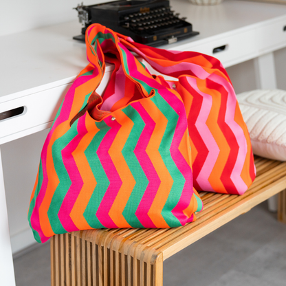 Tas Loïs | Zig Zag Fuchsia-Oranje-Rood