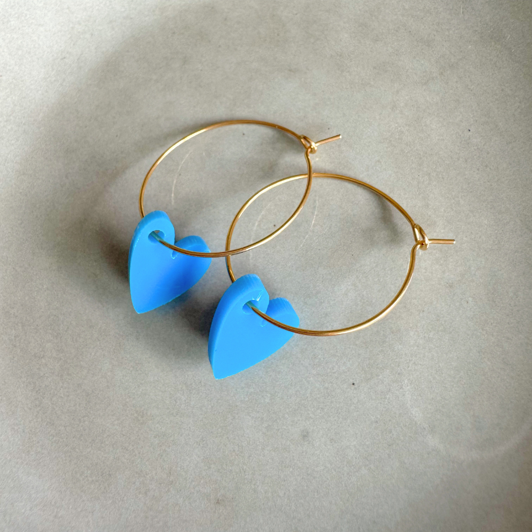 Earrings Creoles Bright Pink | Gold