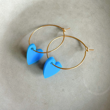 Earrings Creoles Bright Pink | Gold