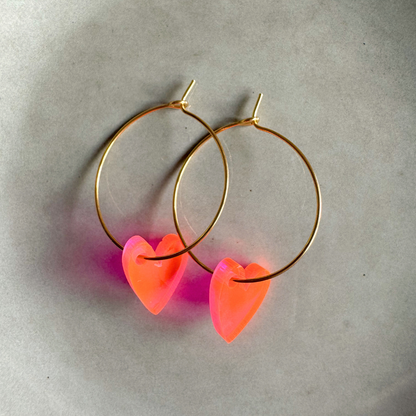 Earrings Creoles Bright Pink | Gold