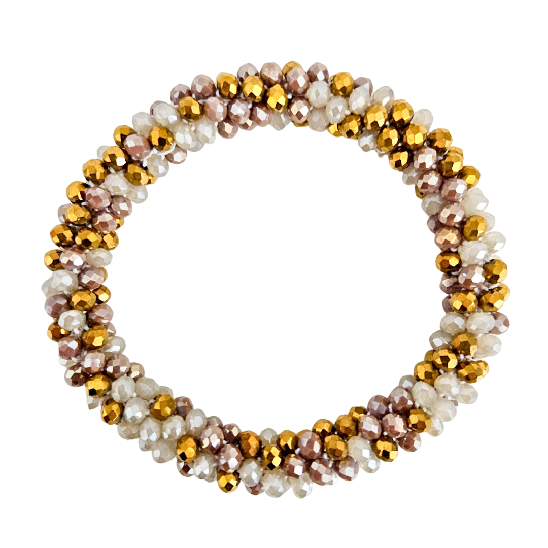 Roll On Facet Armband | Gold Mix