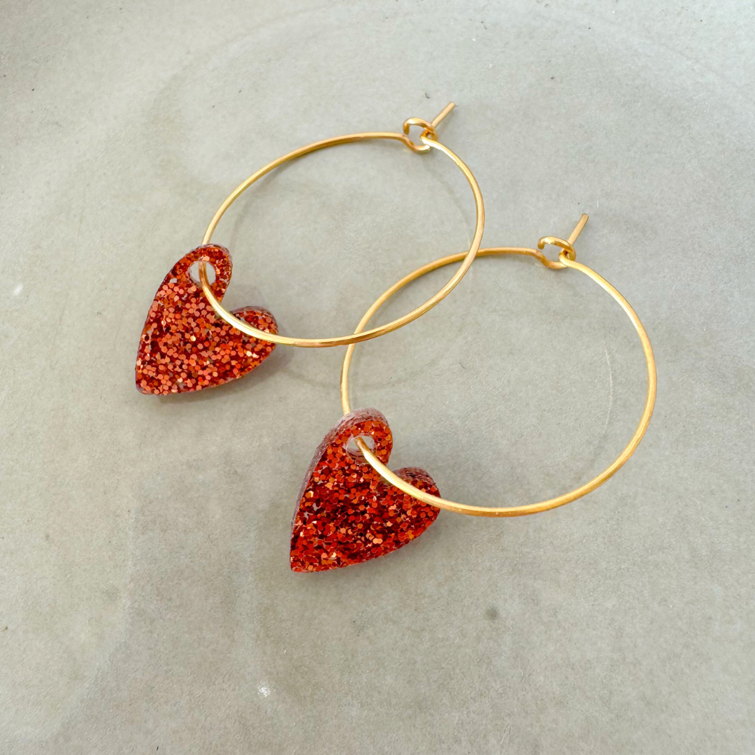 Oorbellen Hoops Lume Charms Festive | Hearts - Copper
