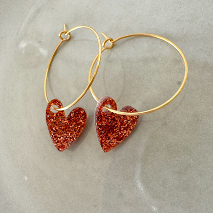 Oorbellen Hoops Lume Charms Festive | Hearts - Copper