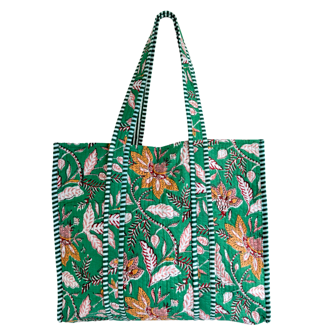 Tote Bag Veerle | Flowers Green