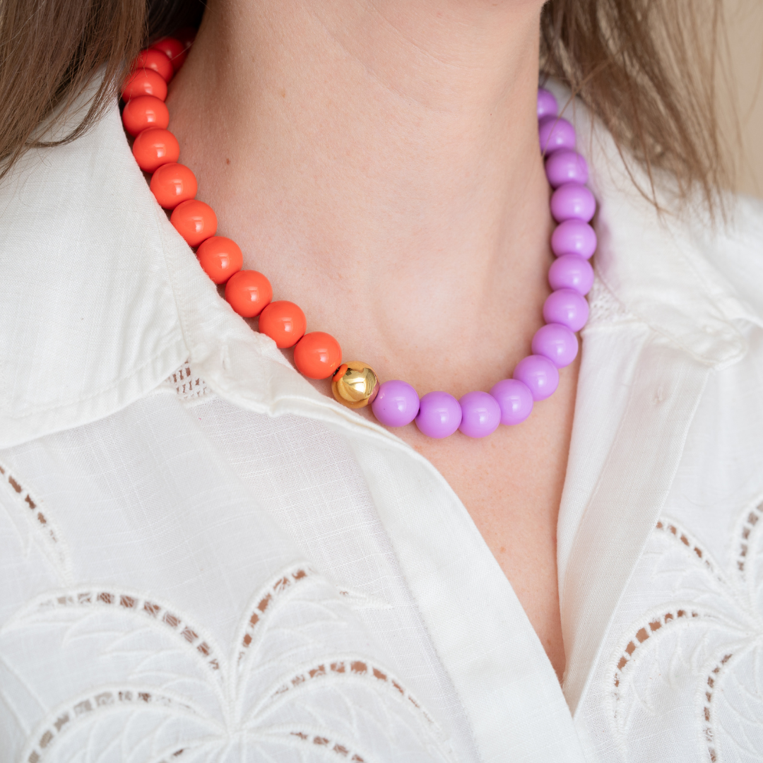 Bold Beads Ketting Two Tone | Coral &amp; Orchid - 14 mm