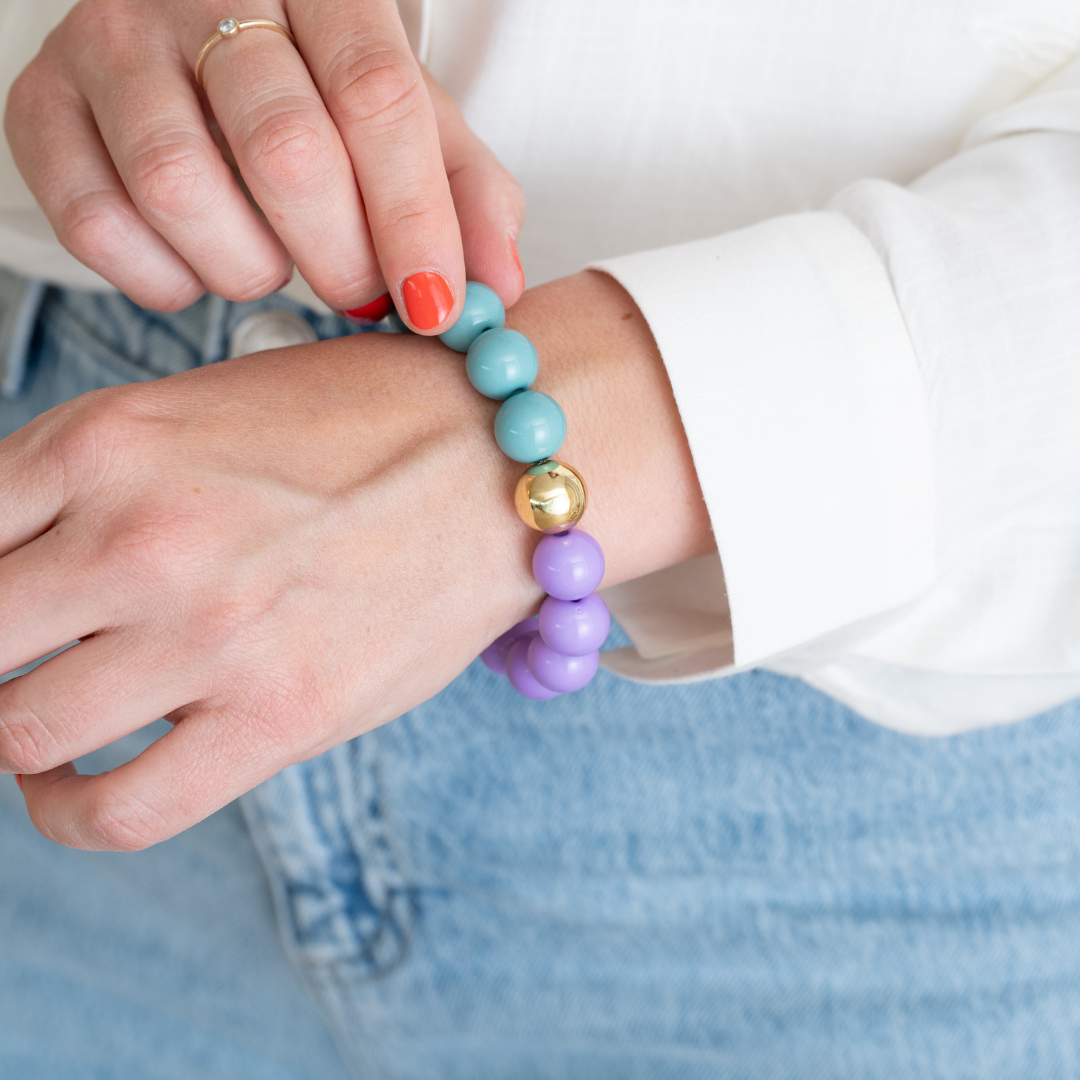 Bold Beads Armband Two Tone | Lavendel &amp; Ocean - 14 mm