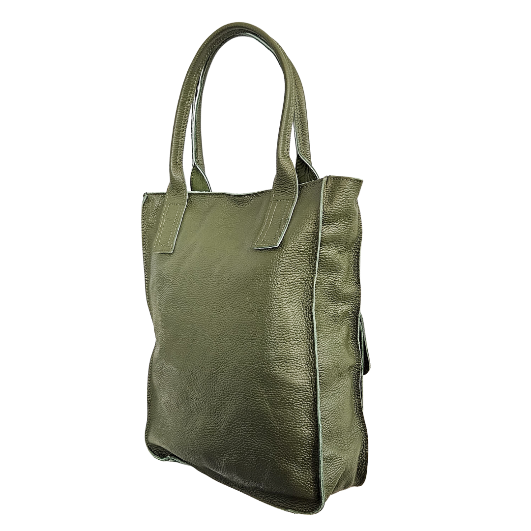 Shopper (leather) Jade | Olive