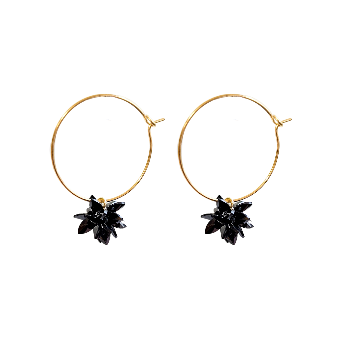 Oorbellen Zirkonia Flower | Black