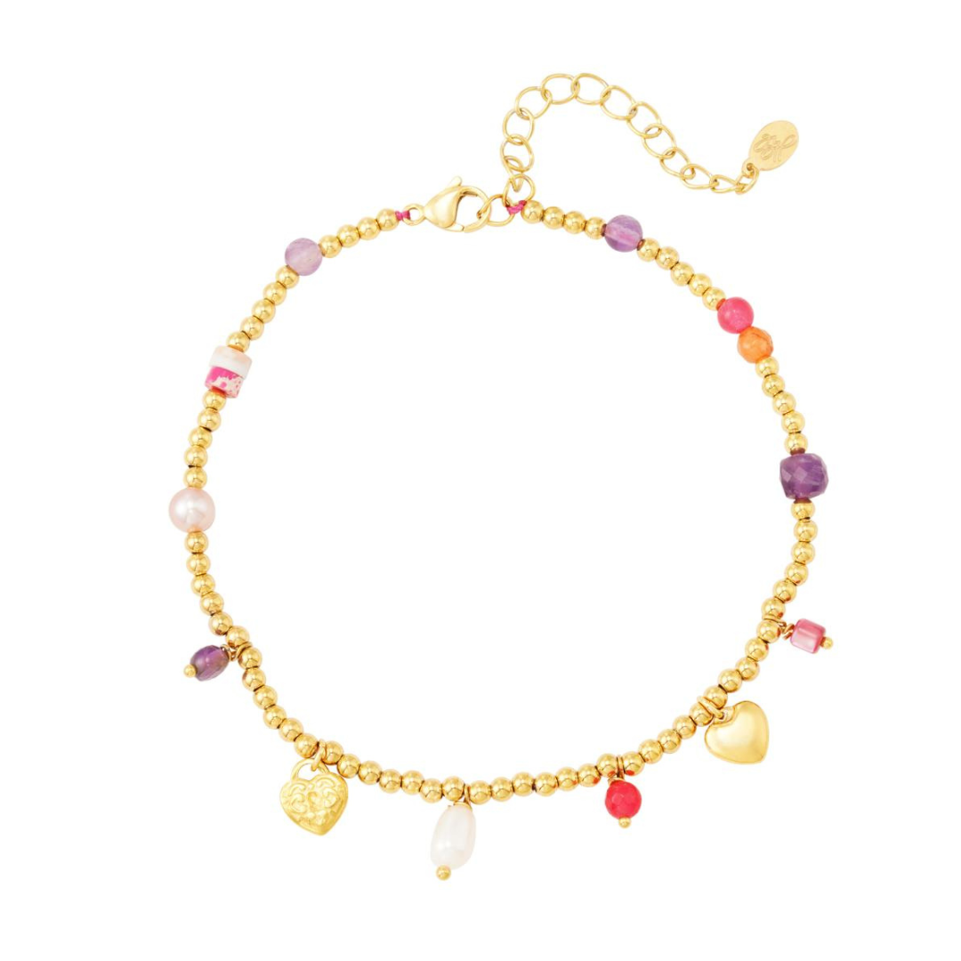 Anklet Hearts Purple Fuchsia