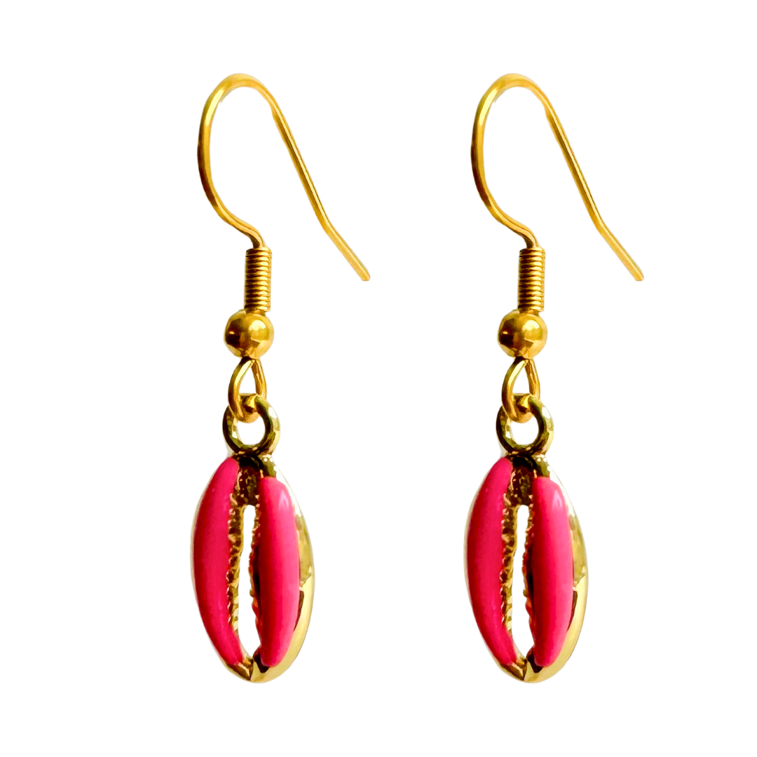 Oorbellen Shells Fuchsia  | Goud