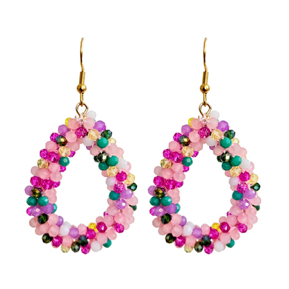 Earrings Drop Facet | Pink Mix