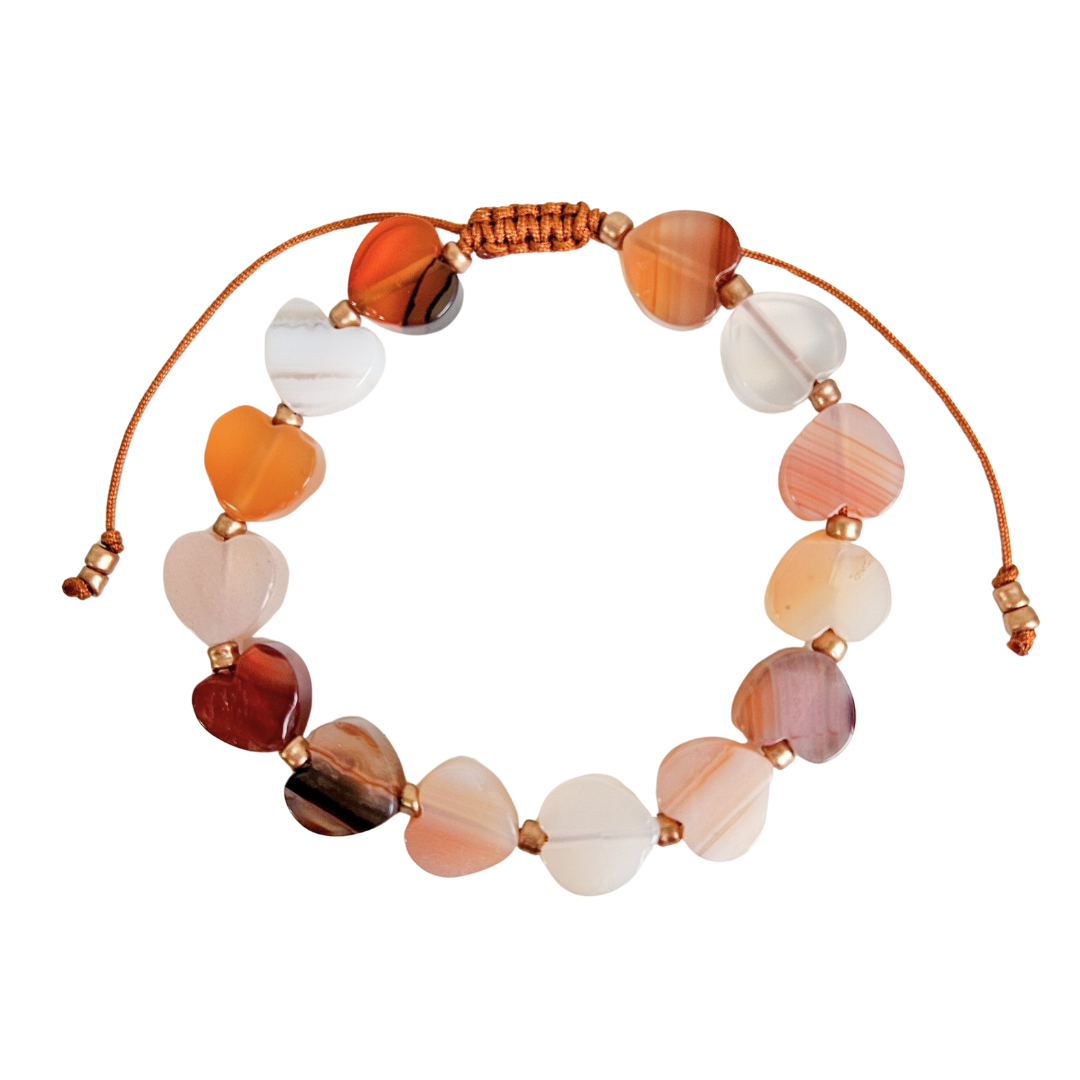 Armband Natuursteen Hartjes | Mix Orange