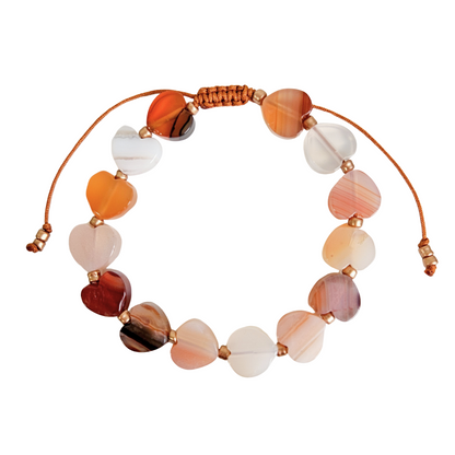 Armband Natuursteen Hartjes | Mix Orange