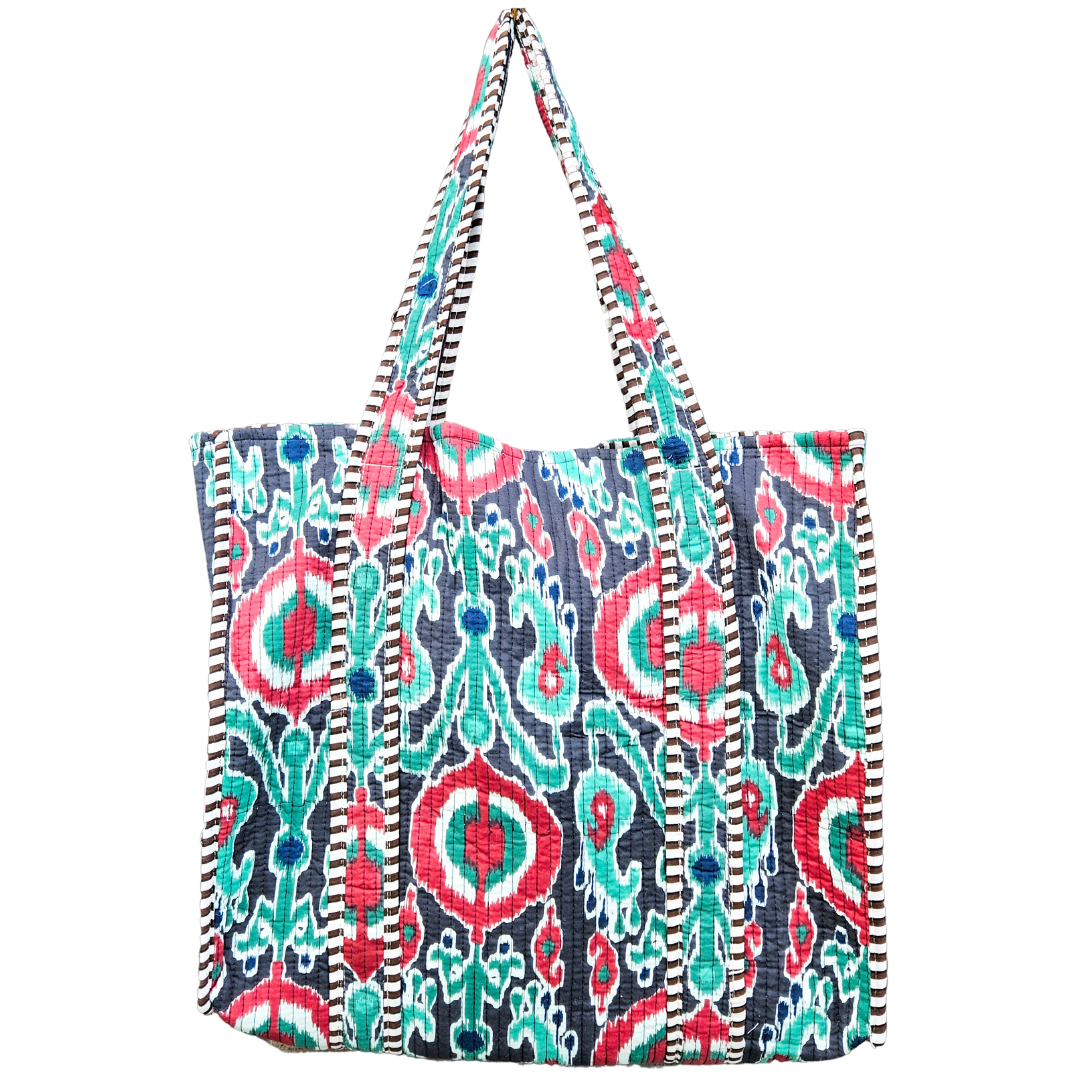 NEW Tote Bag Veerle | Zwart-Groen-Bordeaux