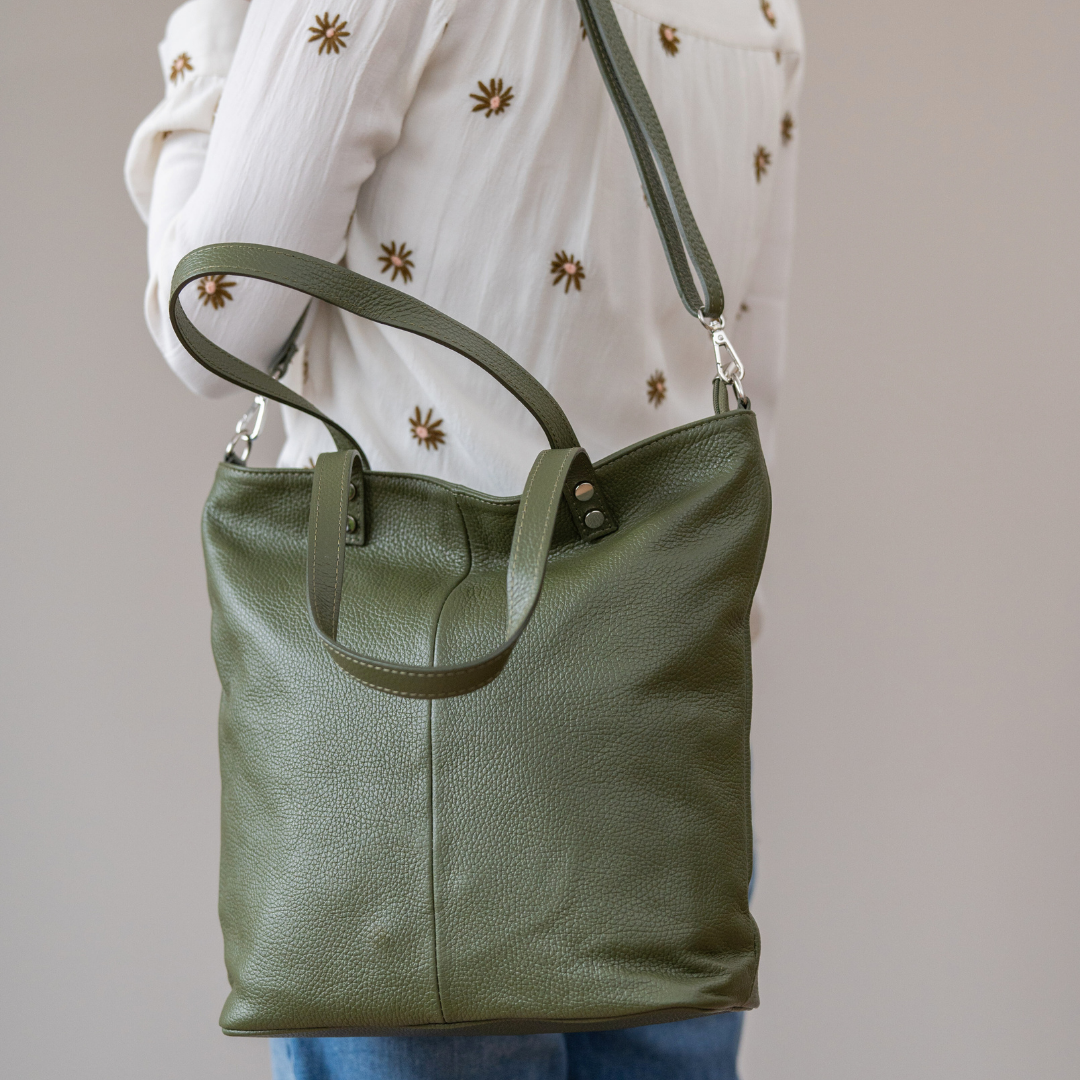 Leather Shopper Dore | Olive