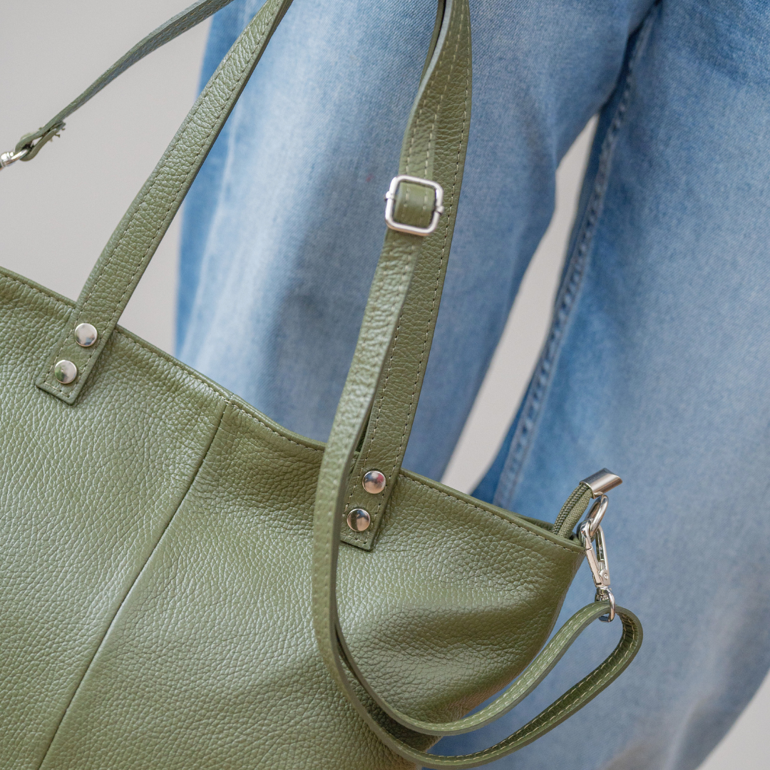 Leather Shopper Dore | Olive