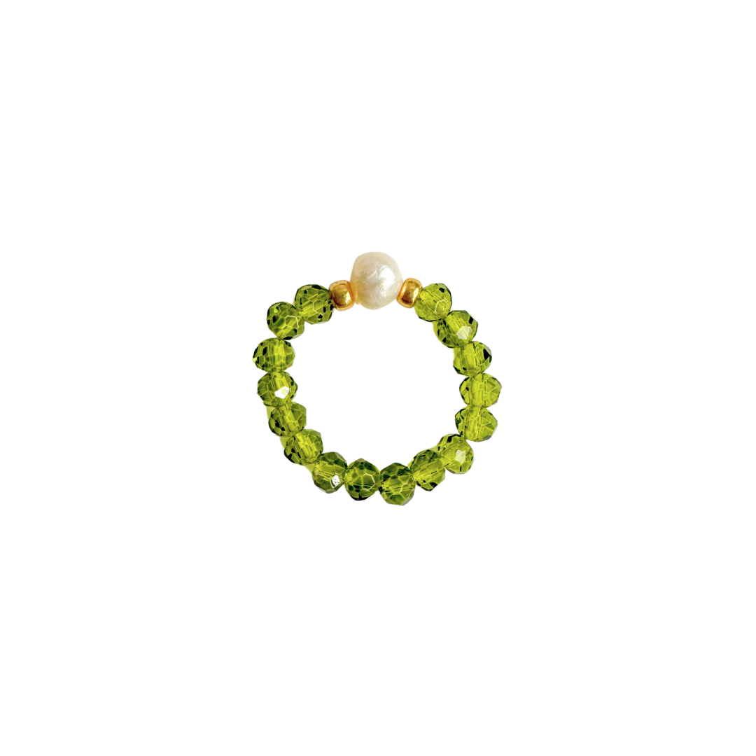 Ring Facettenperlen | Olive